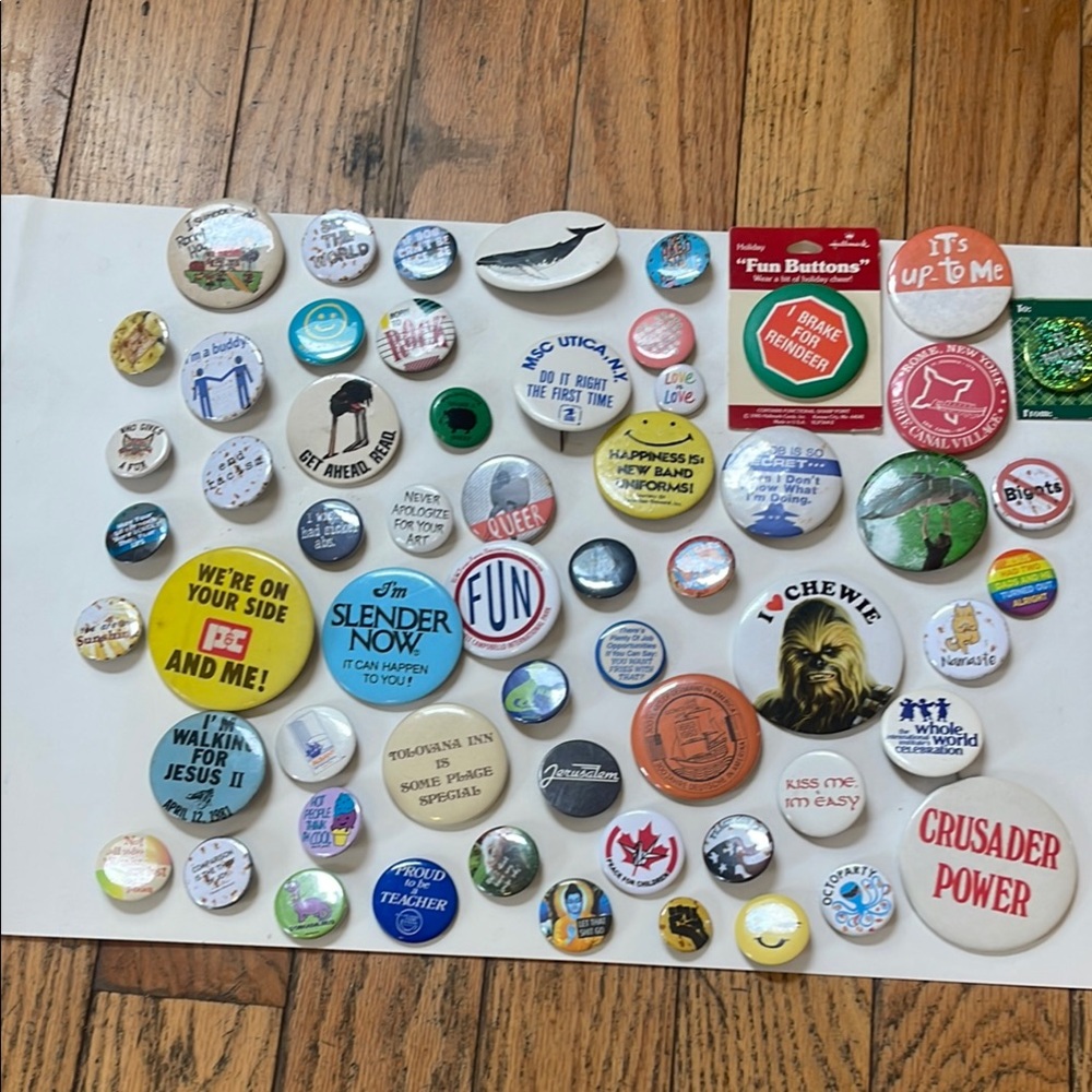 Lot Collection 60 Vintage Pinback Buttons Rare Pins Liberal Mix Collectible